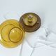 Vintage table lamp rustic desk light amber glass mushroom lamp 1970