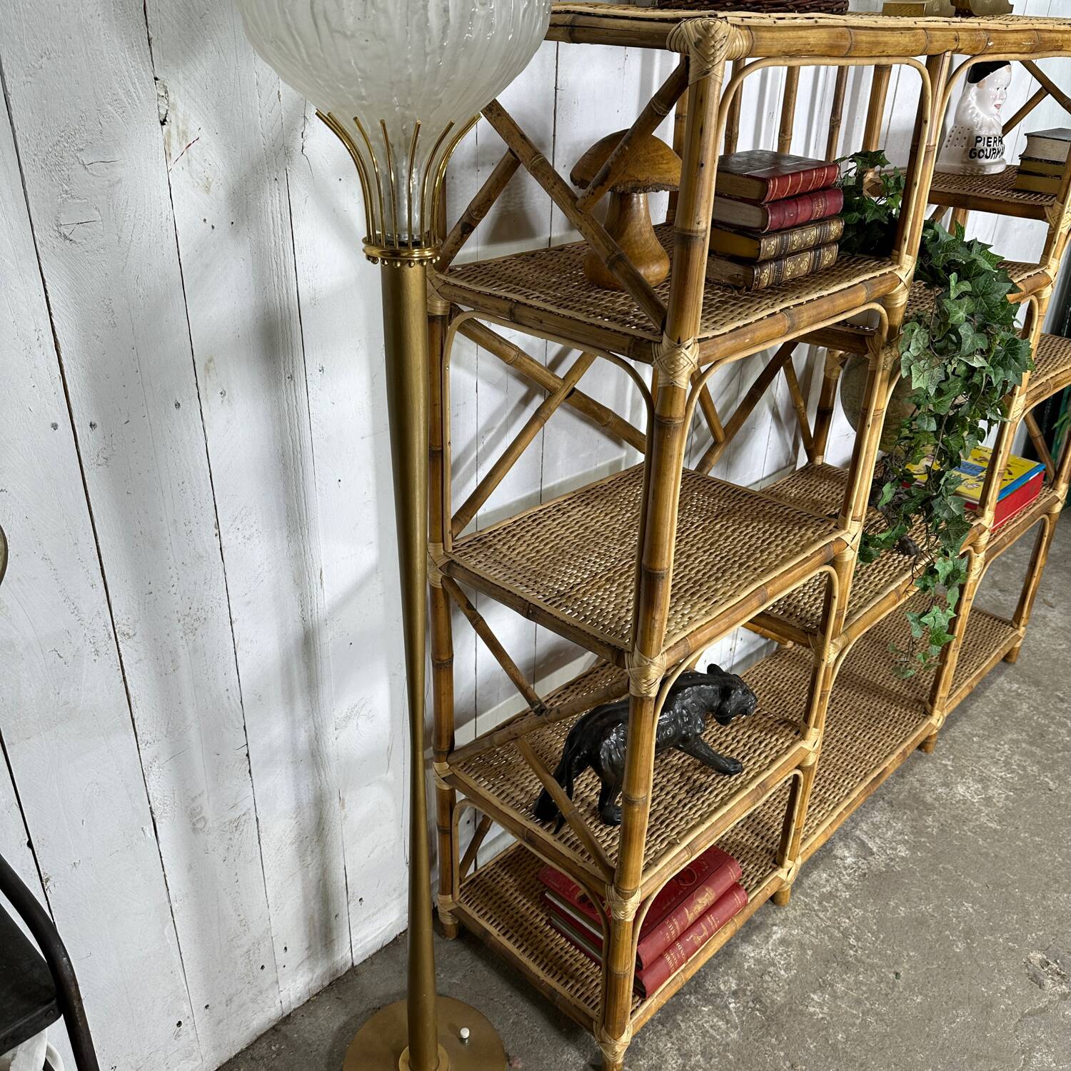 Bamboo and rattan shelf