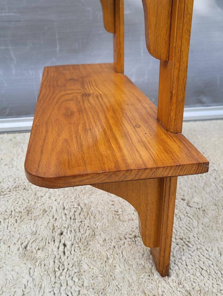 3-shelf oak wall shelf