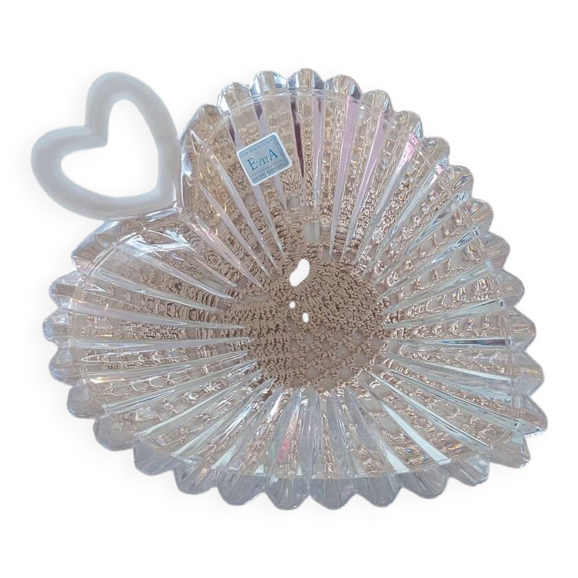 Vintage German Cut Crystal Heart-Shaped vide-poche by Walther Glas / Evita