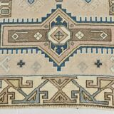 3x6 Cream Blue Oriental Vintage Rug, 109x187Cm