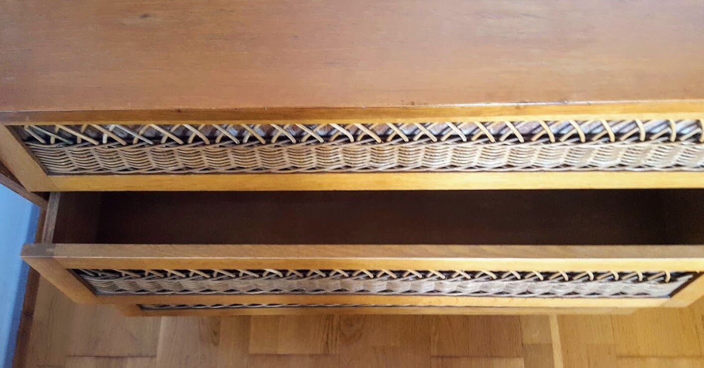 Commode rotin vintage