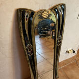 Miroir art nouveau en broderie fil d or et autre (mode , couturière........)