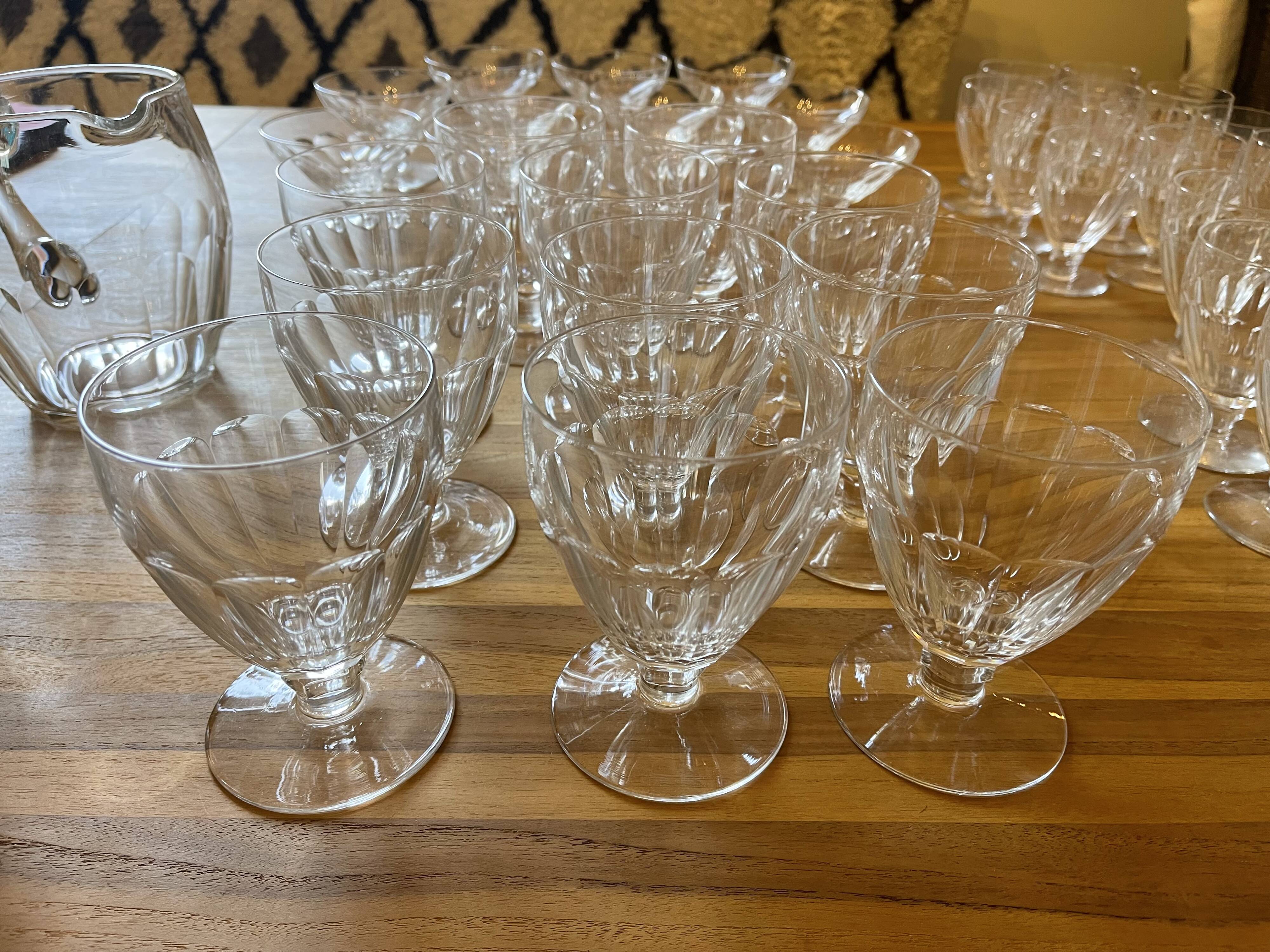 Crystal service of 44 glasses and 2 pitchers from the 1930s
