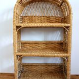 Small vintage rattan bookcase shelf