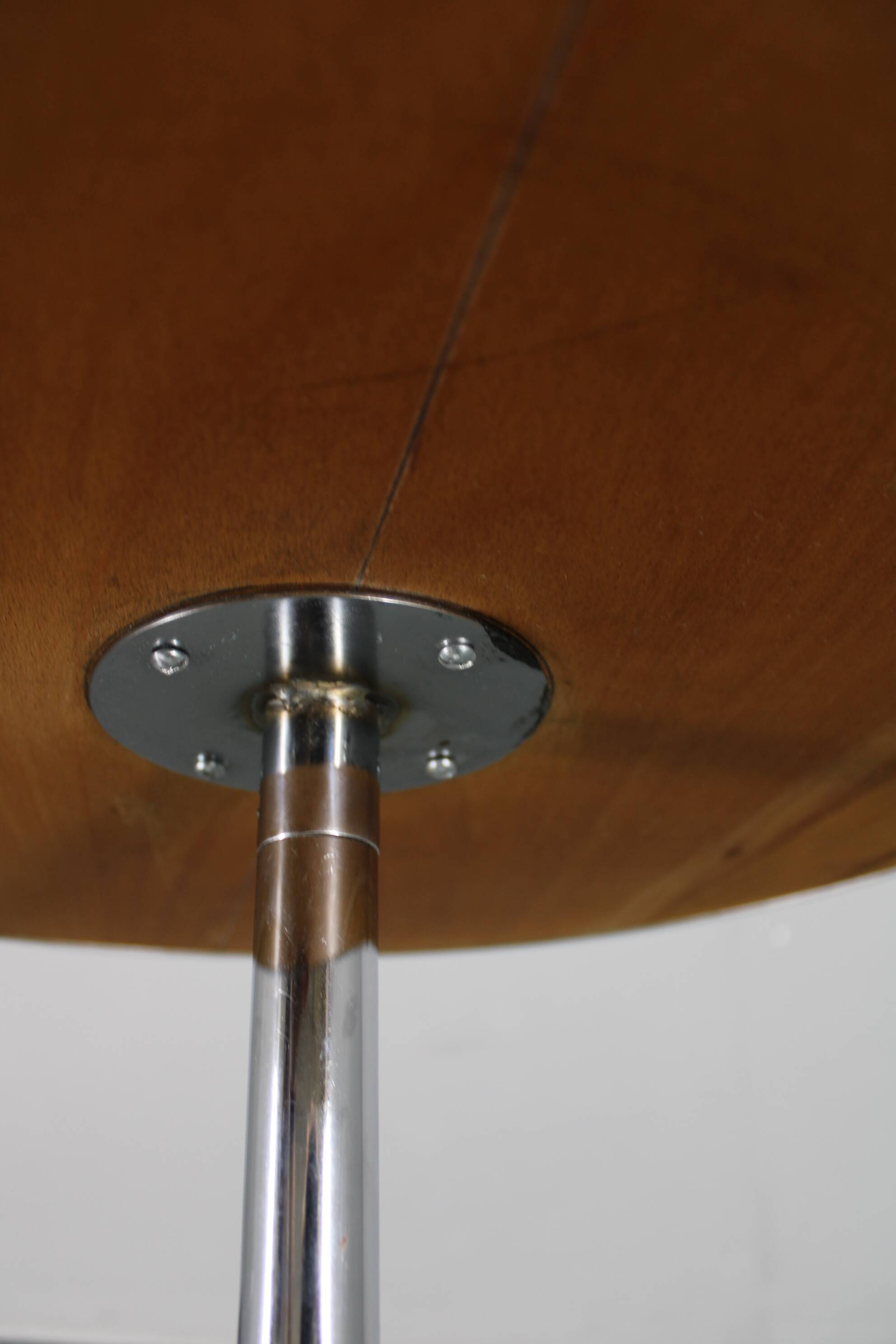 1950s Czechoslovakian walnut & chrome round side table, refurbished