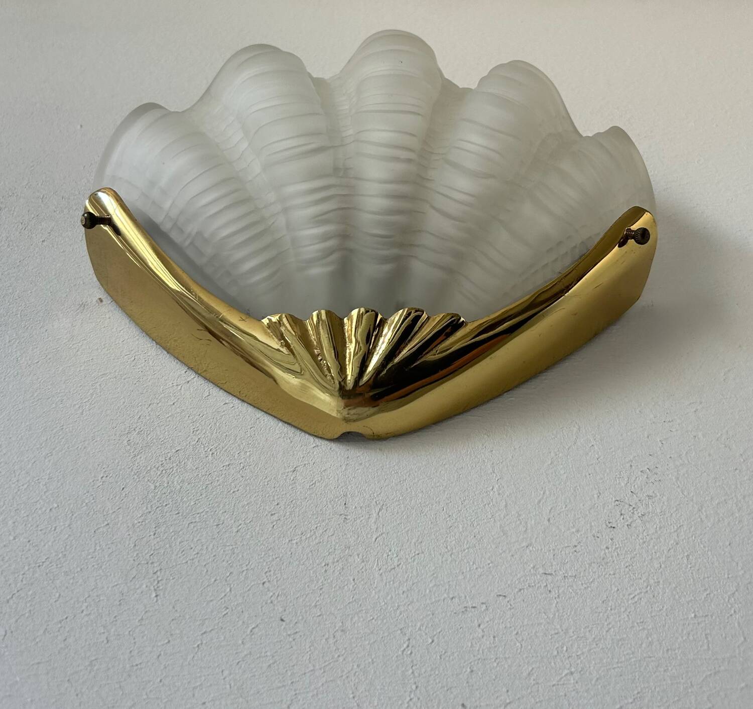 Vintage wall lamp, brass and sandblasted glass, France 1960