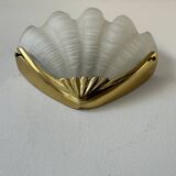 Vintage wall lamp, brass and sandblasted glass, France 1960