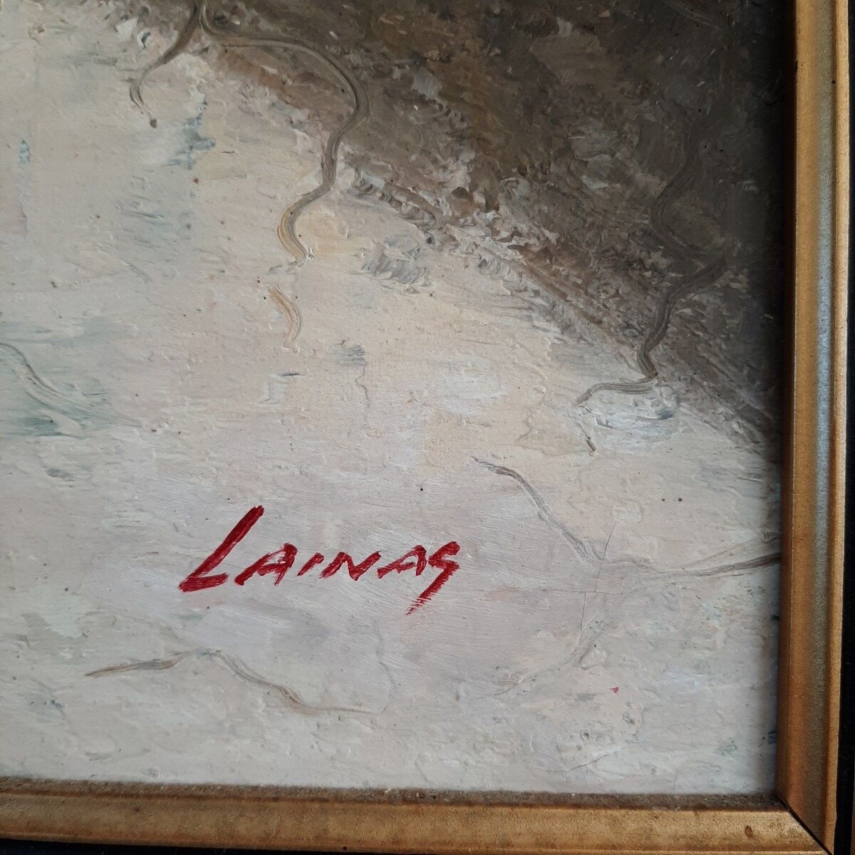 Painting on canvas, Fontaine Saint Paul de Vence signed LAINAS