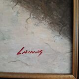 Painting on canvas, Fontaine Saint Paul de Vence signed LAINAS