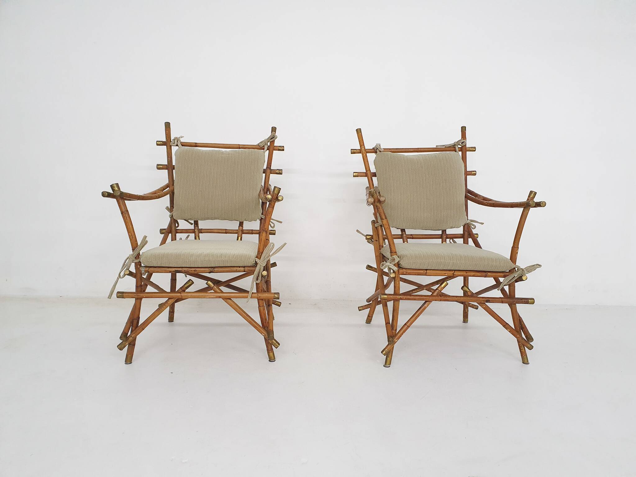 2 fauteuils en bambou, Italie, années 1960