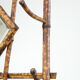 Antique French bamboo standing coat rack with mirror and umbrella stand