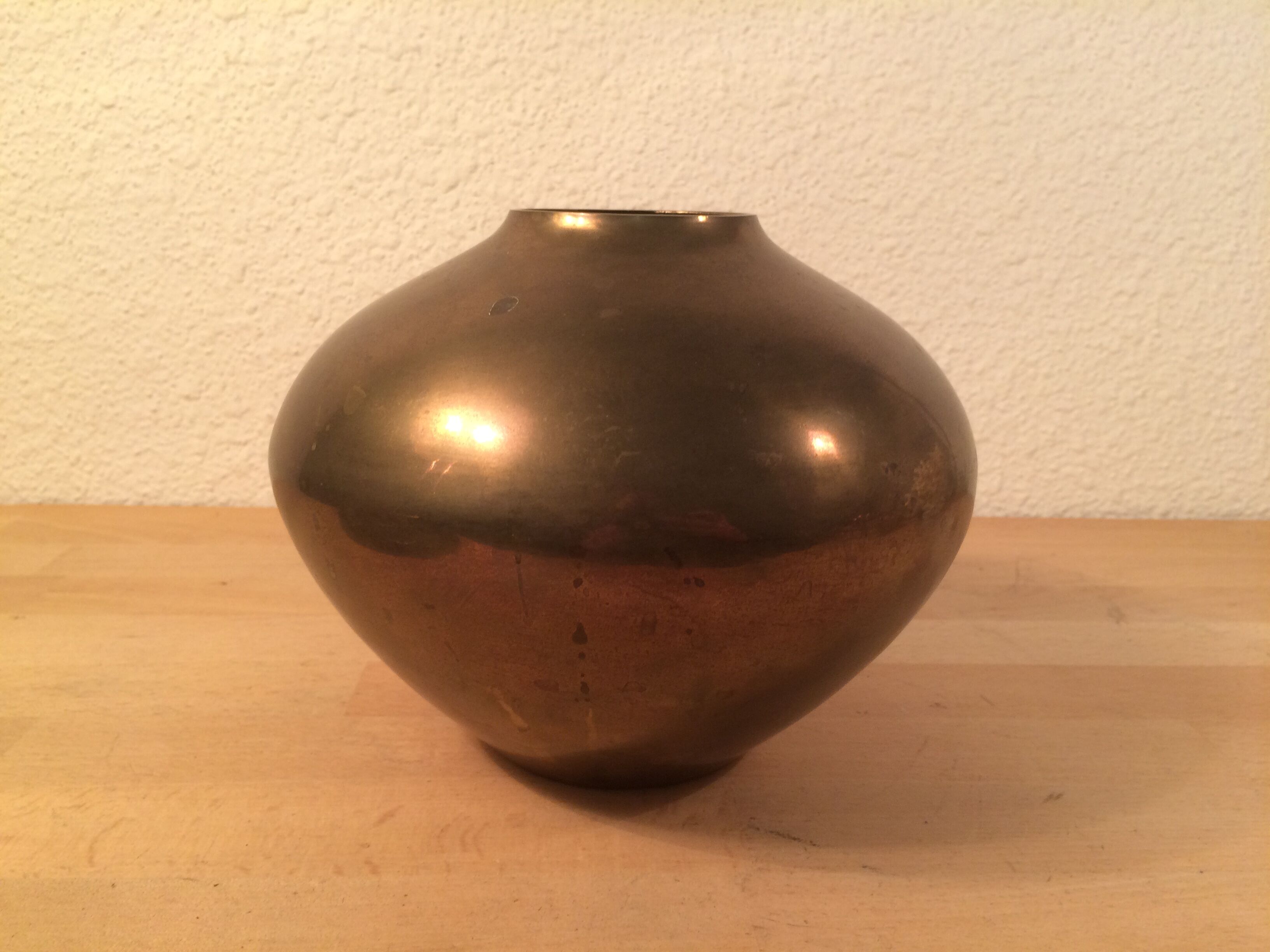 Vintage modernist golden brass vase