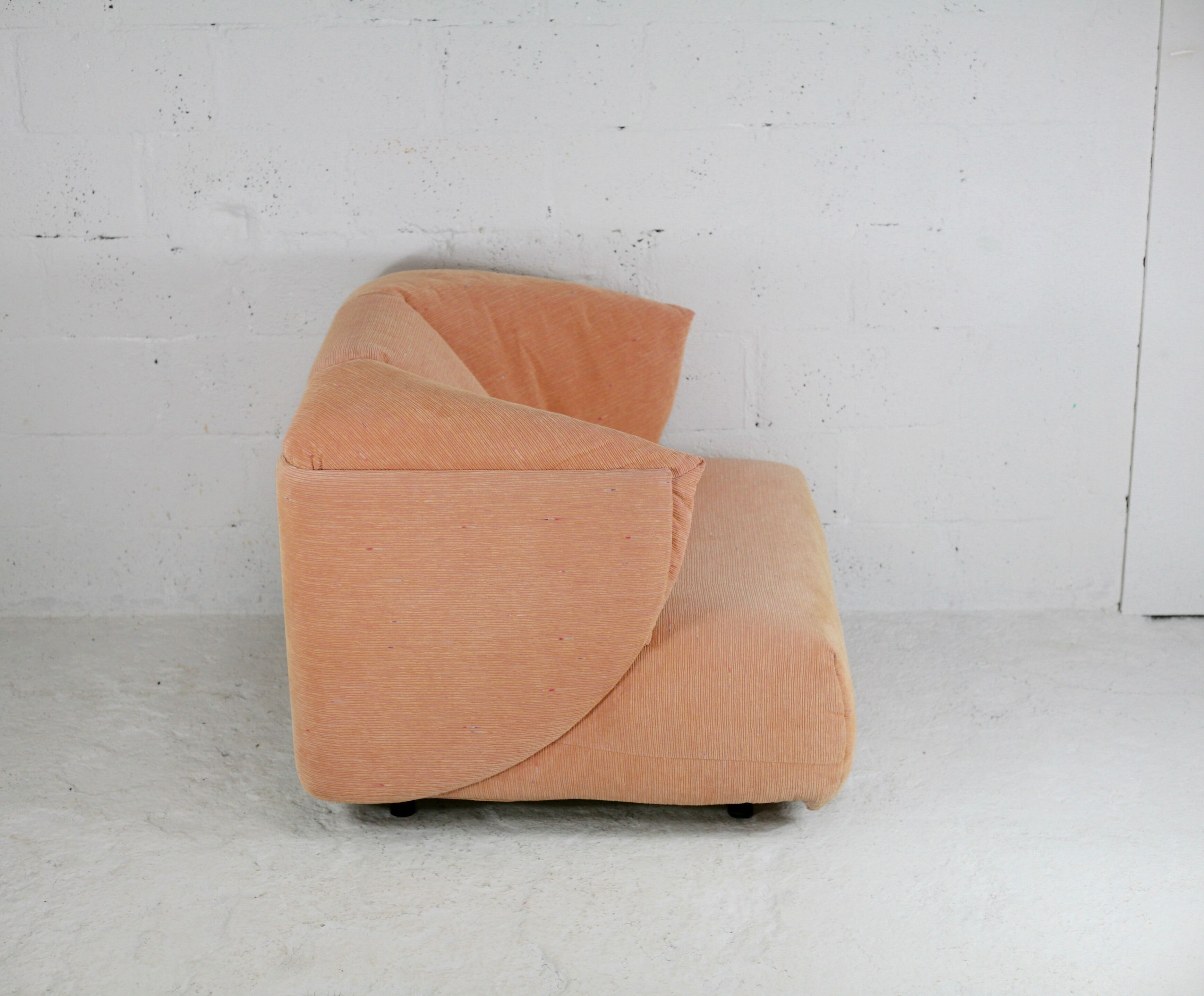Armchair Ligne Roset, pastel orange color, France, circa 1990