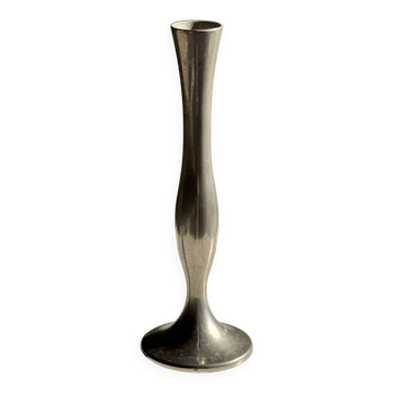 Vintage grey metal soliflore vase with flared base H17 D6
