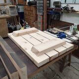 Rustic coffee table on pin legs
