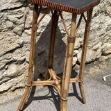 Old-handed wooden plant holder rattan and wicker