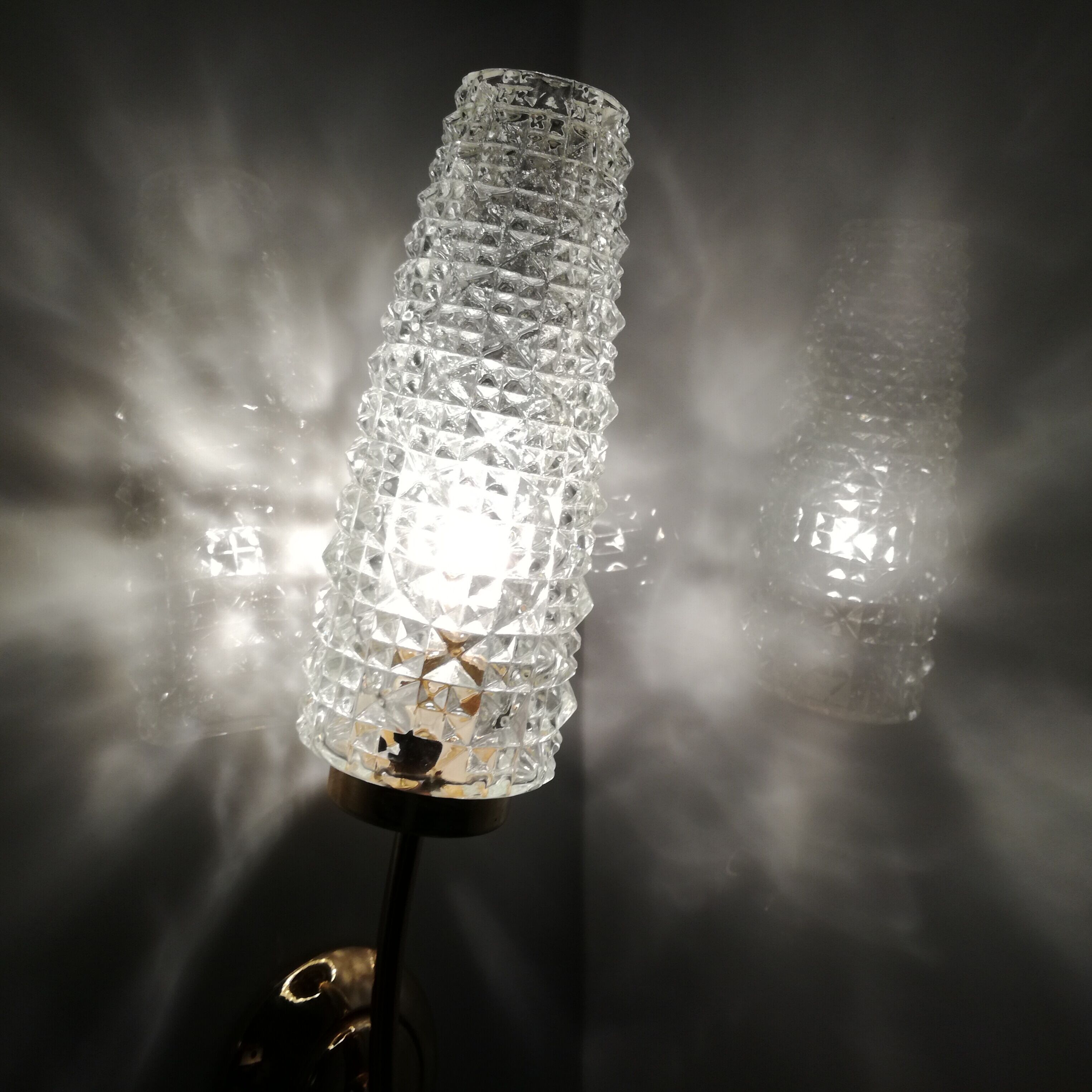 gold metal and glass sconces 1950