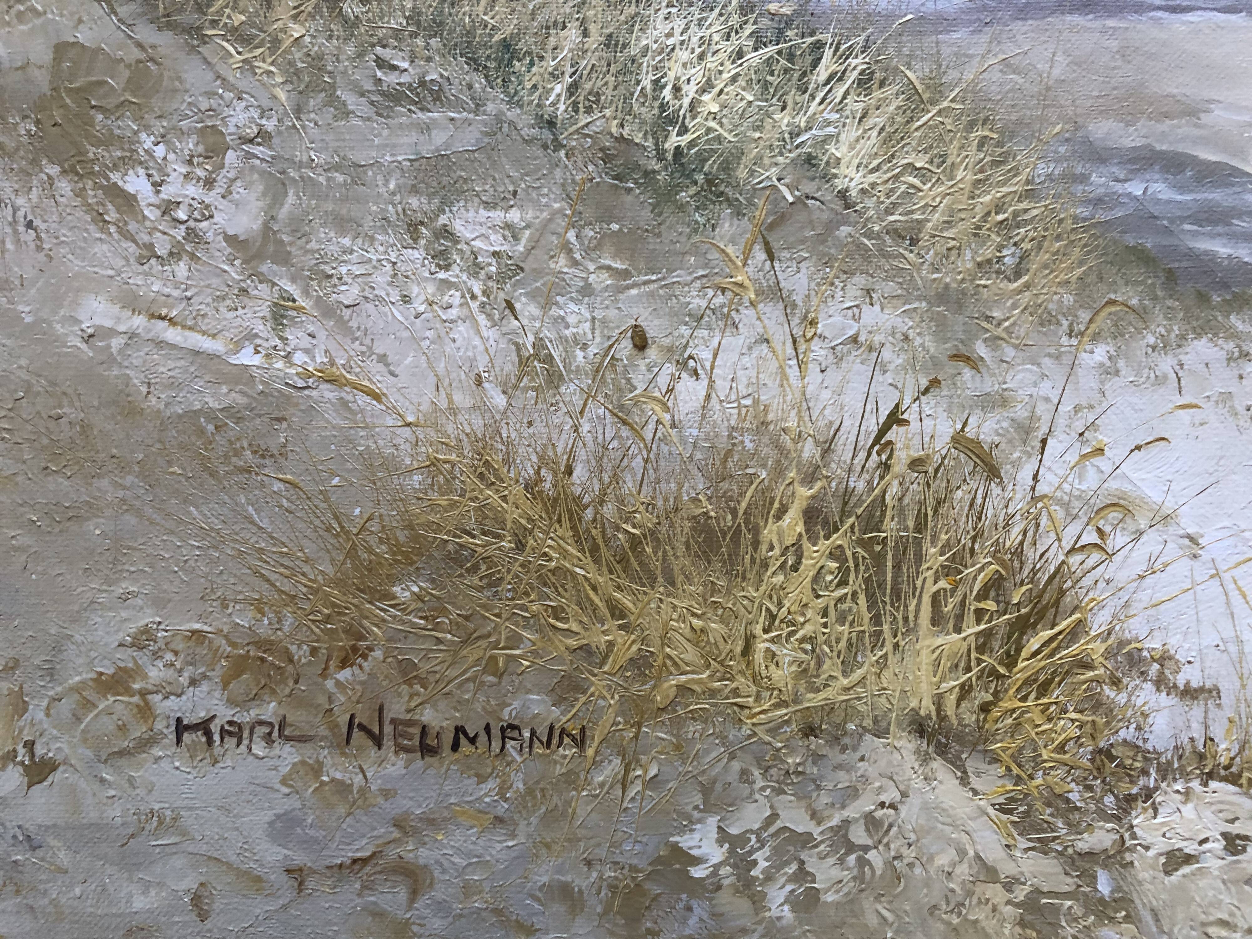 Painting oil on canvas the lighthouse circa 1950 / 60k by karl neumann, seascape, marine sea wave ba