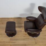 Ergonomic Lounge Chair with Ottoman Model from Ekornes Stressless, 2000s, Set of 2