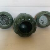 Six green marble candle holders