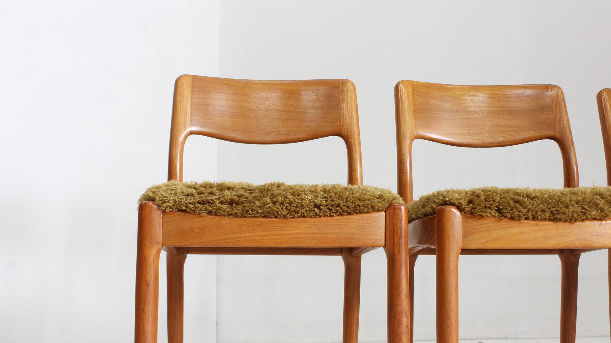 Vintage Danish solid teak dining room chairs Juul Kristensen set of 6
