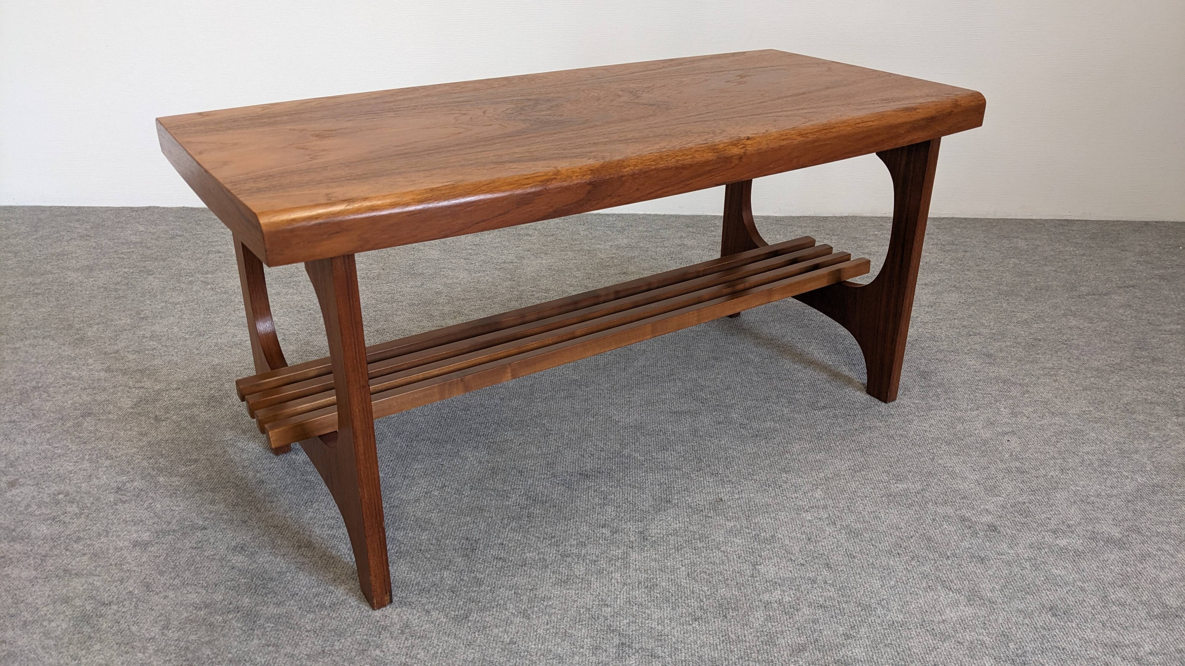 Scandinavian teak coffee table with magazine rack, Sweden circa 1960.
