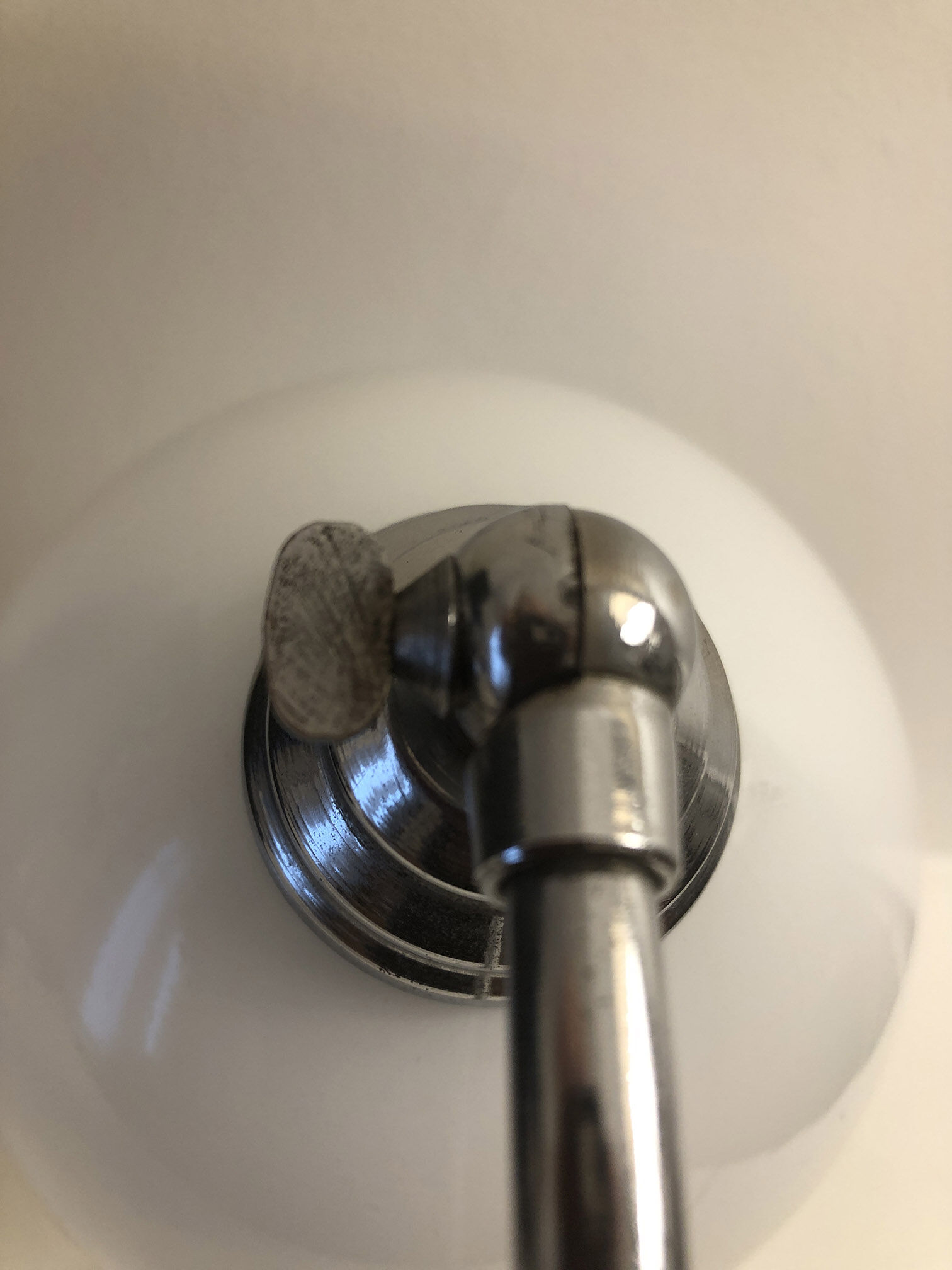 Antique articulated chrome lamp with opaline