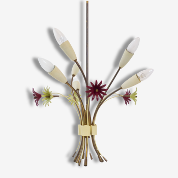 Superbe plafonnier bouquet de fleurs années 50 vintage design 50's rockabilly lamp