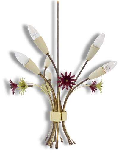 Superbe plafonnier bouquet de fleurs années 50 vintage design 50's rockabilly lamp