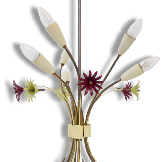Superbe plafonnier bouquet de fleurs années 50 vintage design 50's rockabilly lamp