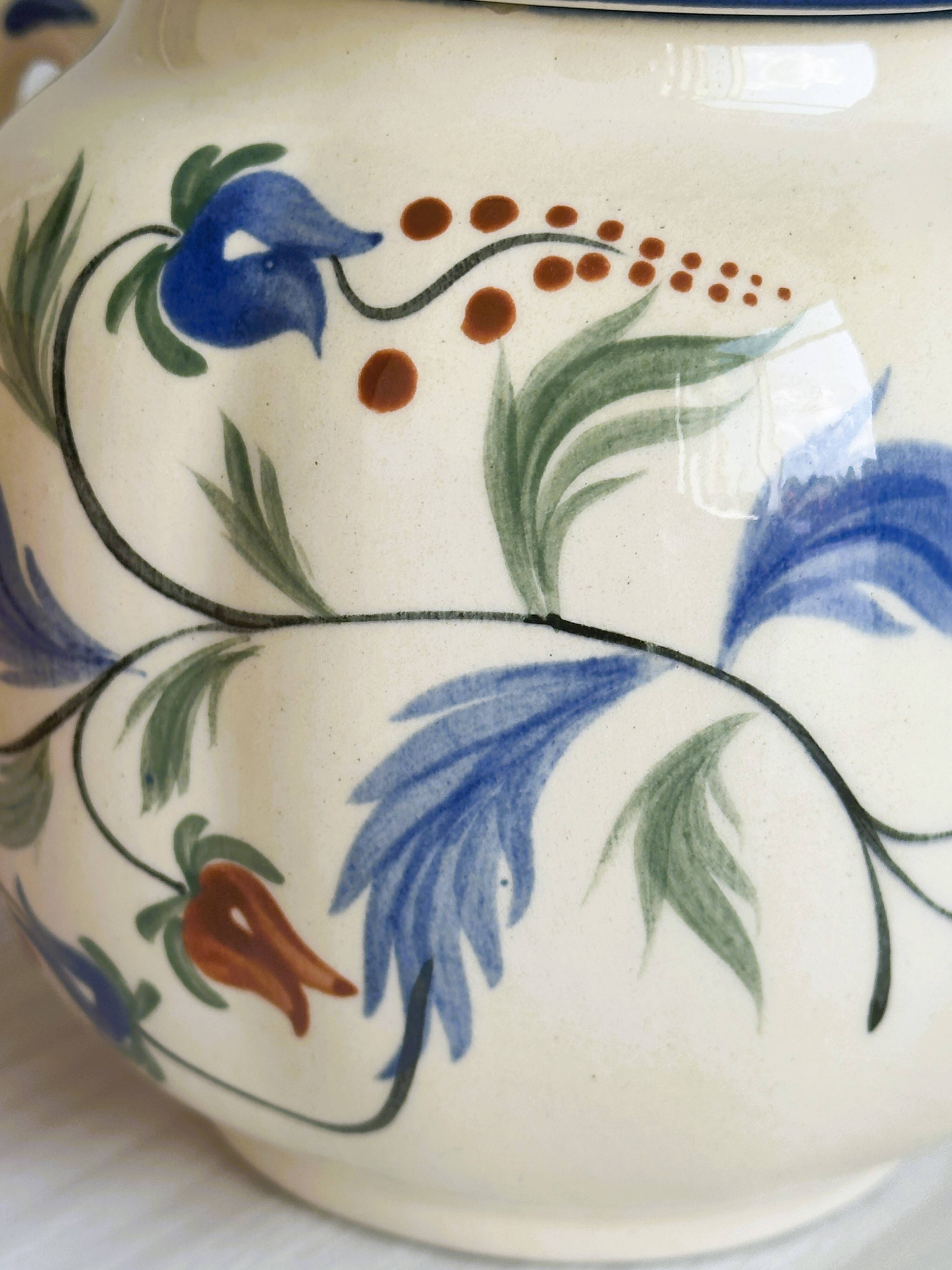 Condiment pot, hand painted sugar pot.