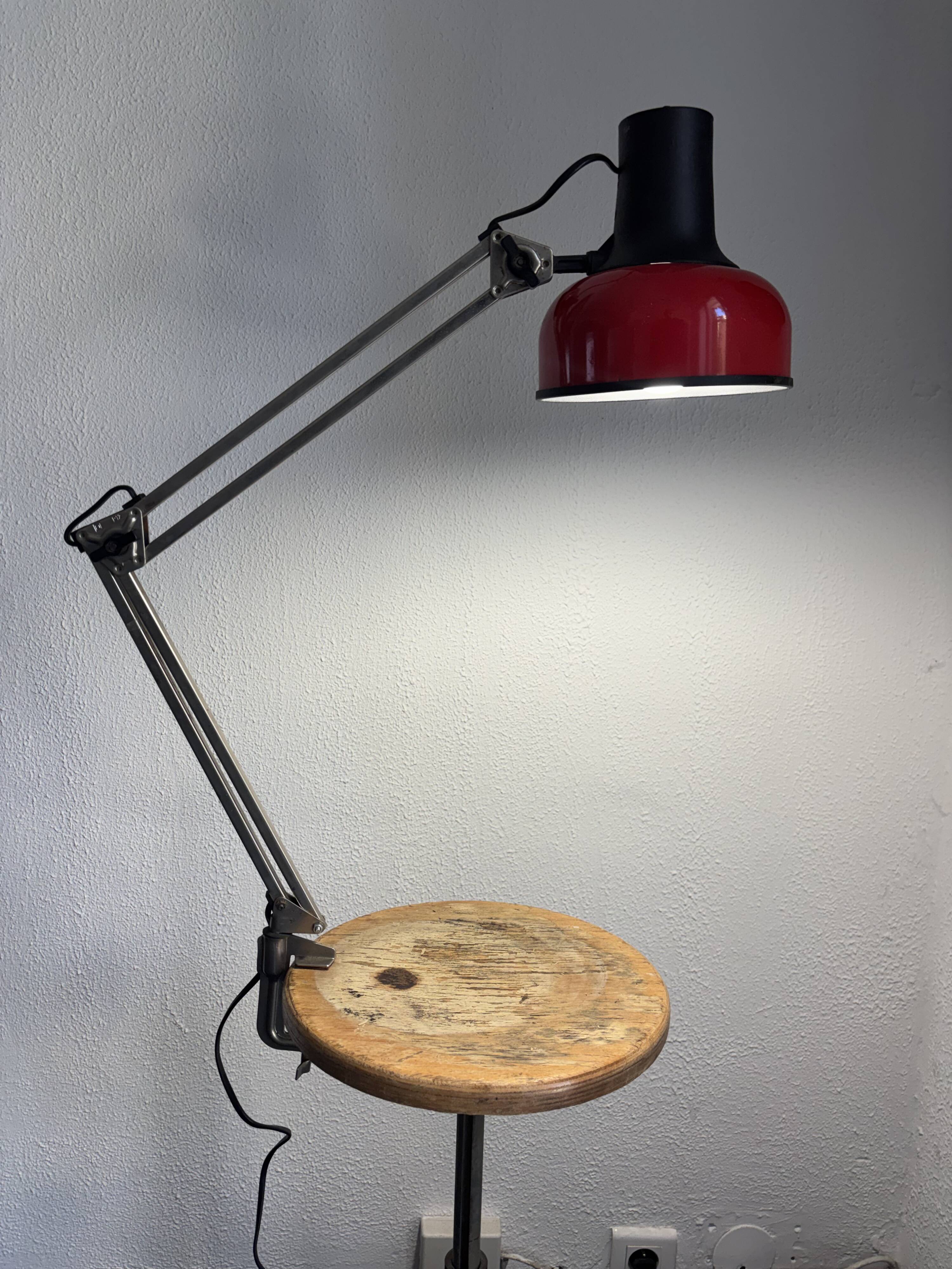 Vintage 1970 Lival P12 architect lamp Finland red steel - 65 cm