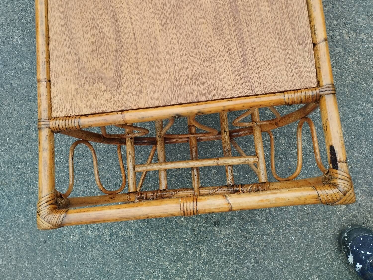 Vintage antique rattan coffee table