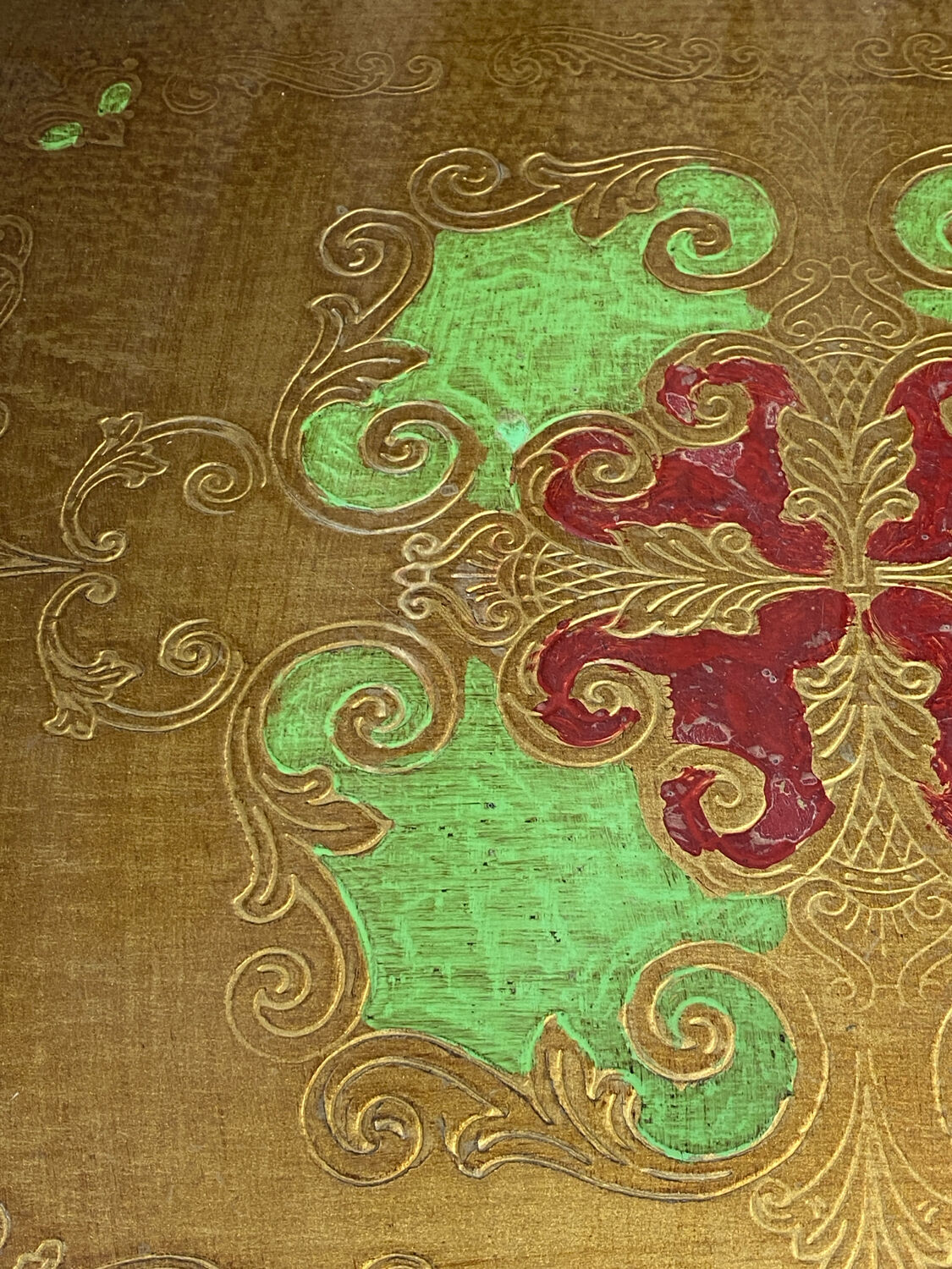 Grand plateau en bois florentin