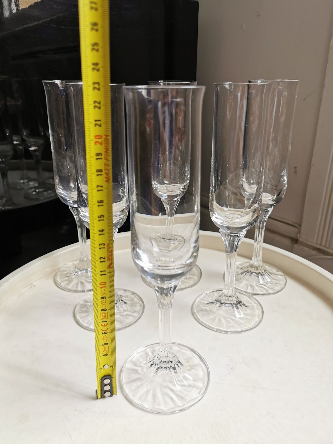 6 flûtes hautes vintage en cristal