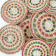 Set of coasters and bottles in colored wicker
