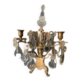 Girandole candle holder with crystal and bronze tassel with 3 lights, 1900