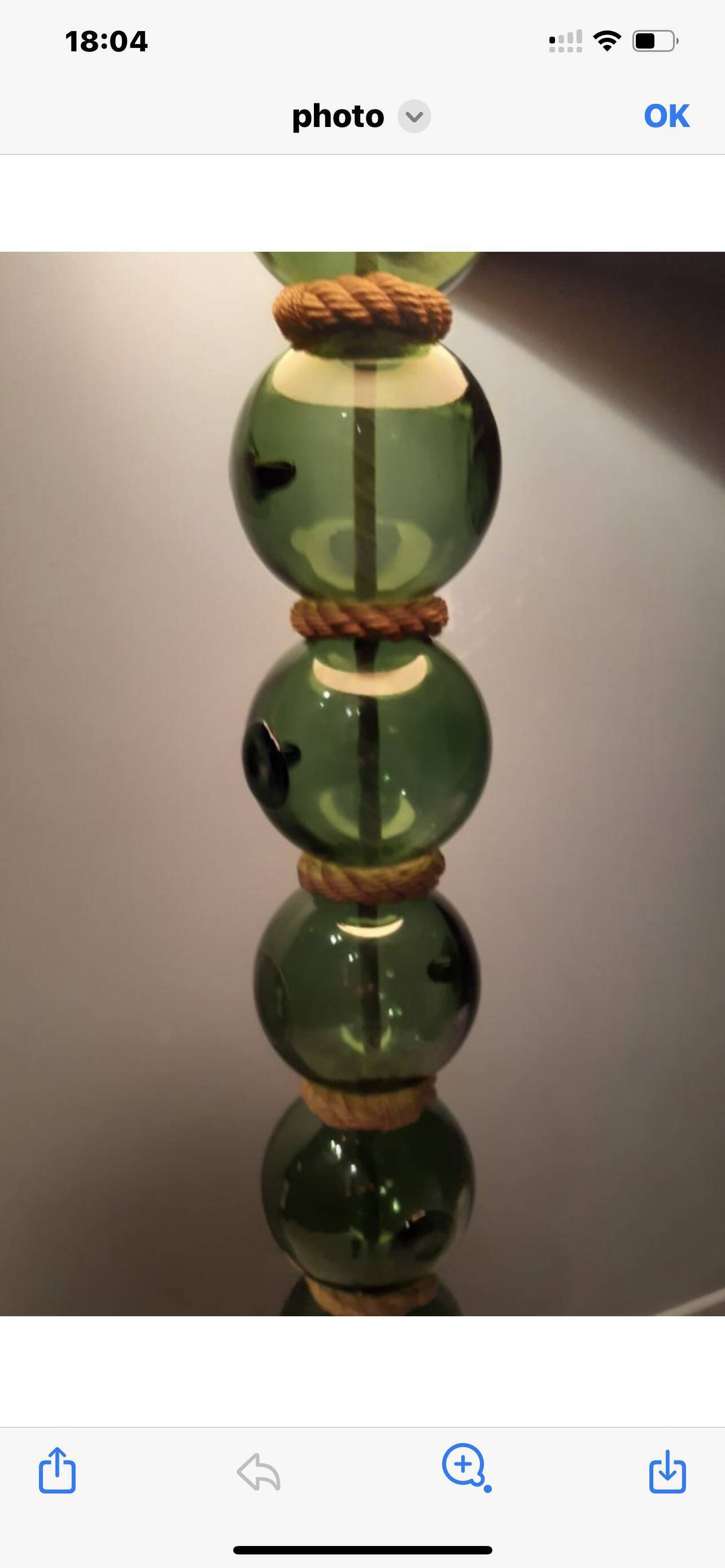 Lampadaire vintage en corde et boules de verre