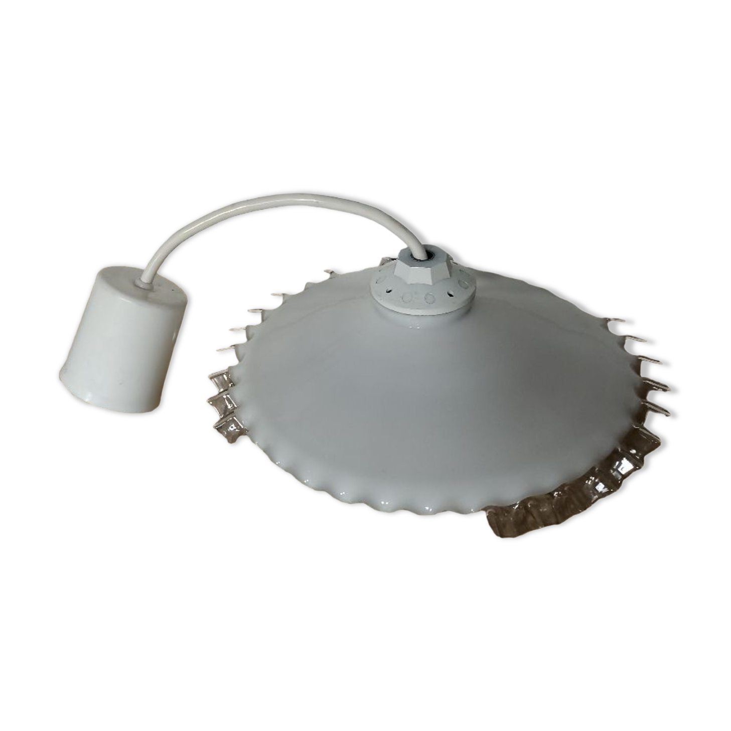 White opaline suspension with lace