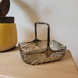 Silver metal and glass basket