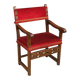 Antique Italian Walnut Armchair With Red Fabric From 19th Century