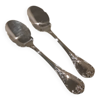 2 individual metal silver-plated sauce spoons by Christofle Marly