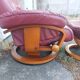 Old armchair on vintage leather foot + foot rest