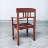 Dutch Modernist Carved Oak Side Chair, 1920s