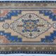 tan and Blue Oushak Turkish Carpet sku 3127