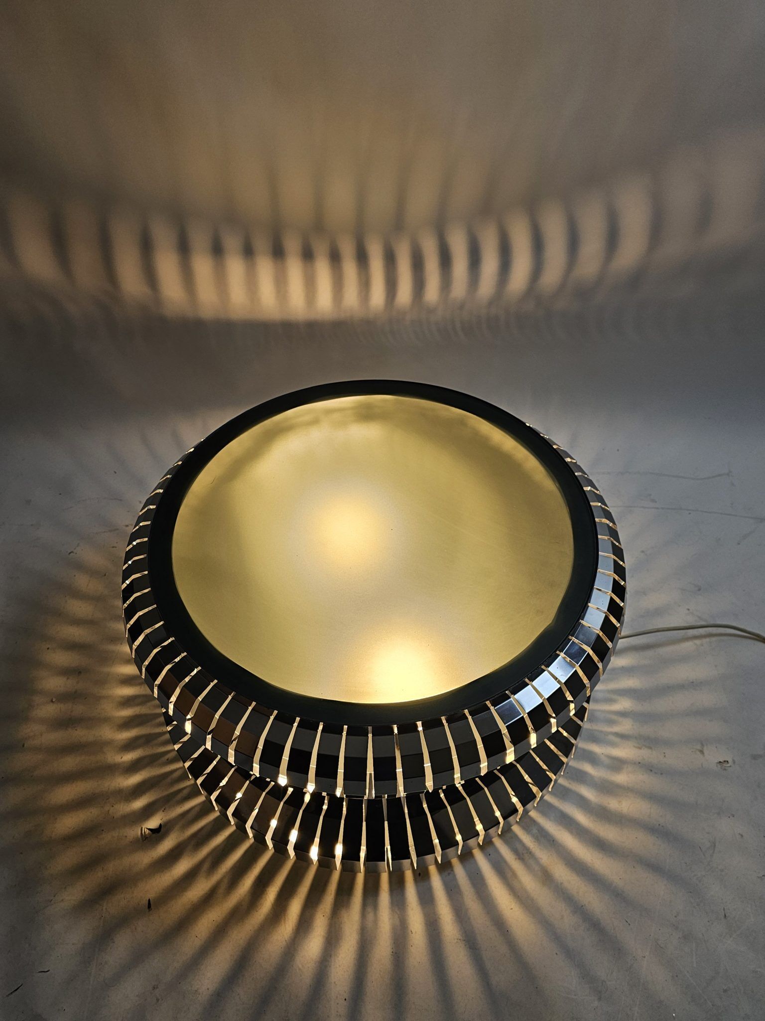 Coffee table chrome and glass with light inside Italy 70s