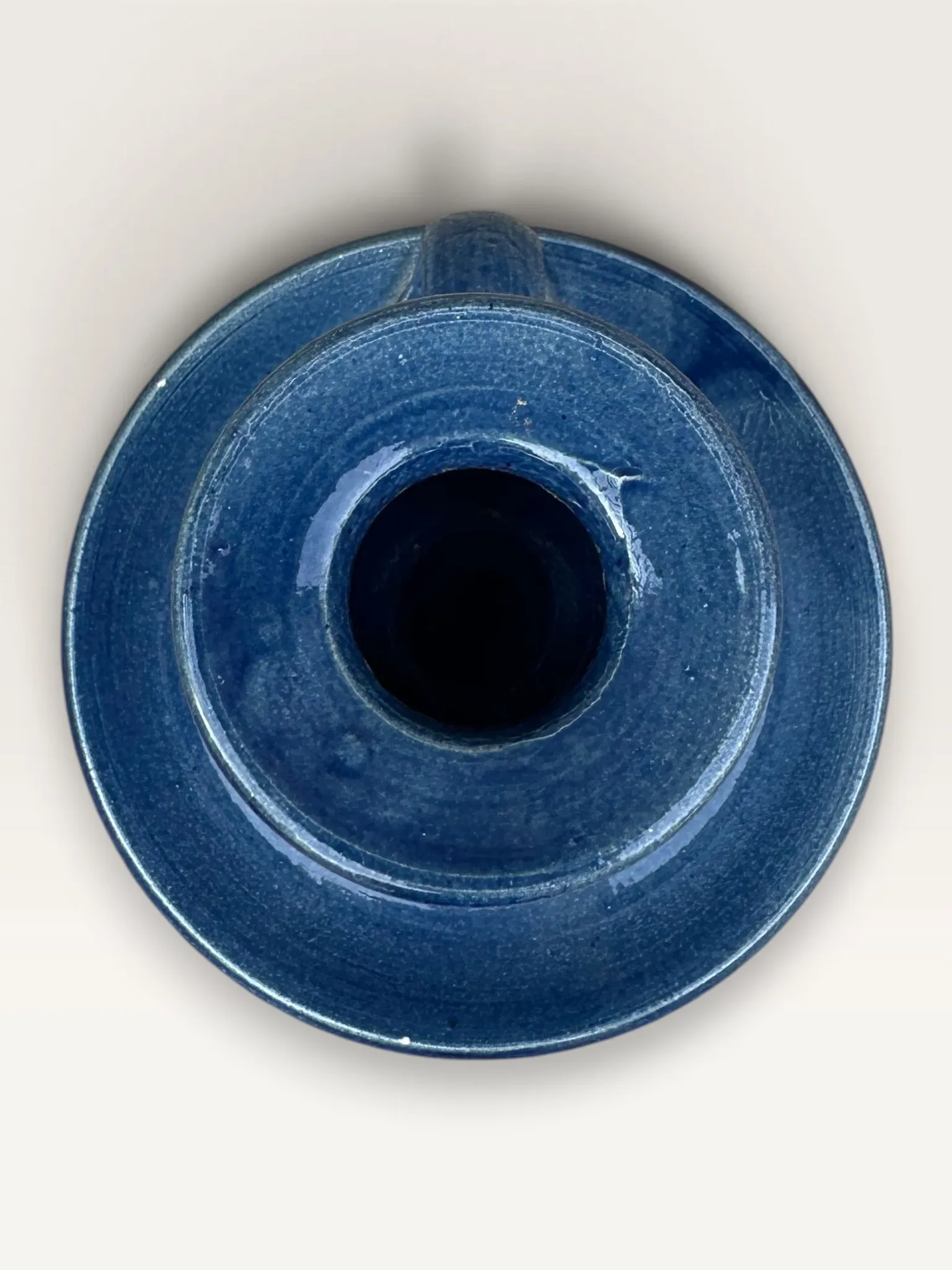 Blue ceramic rat cave candlestick