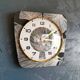 Vintage silent wall pendulum clock 60s trapeze "Gingko black gold"