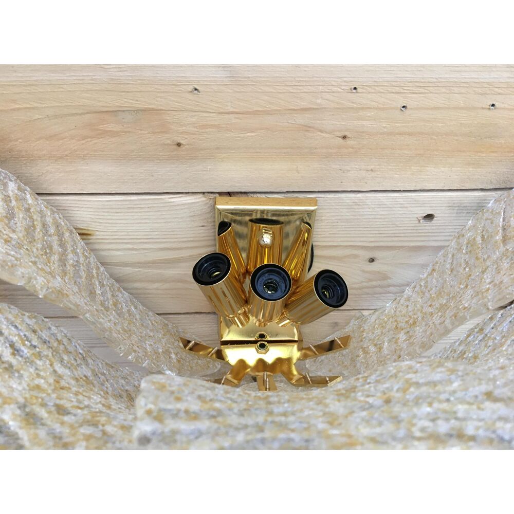 Murano graniglia glass wall light "leaf" transparent and gold